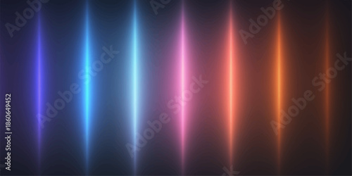 A vibrant abstract design features a dark blue backdrop with glowing light rays and colorful motion effects creating a bright energy loop texture