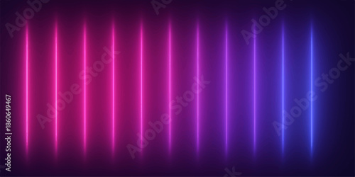 Shiny dark purple abstract background with a bright spotlight and glowing aurora vector lines creating a colorful technology wallpaper design
