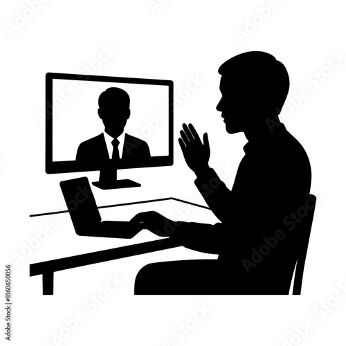 silhouette of a man with a laptop