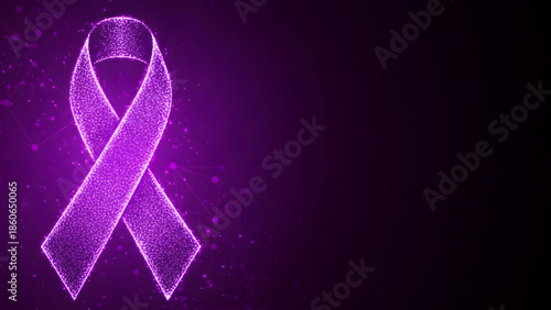 Purple ribbon symbolizing cancer awareness and support