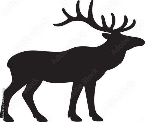 A vector silhouette of a large bull elk bugling.