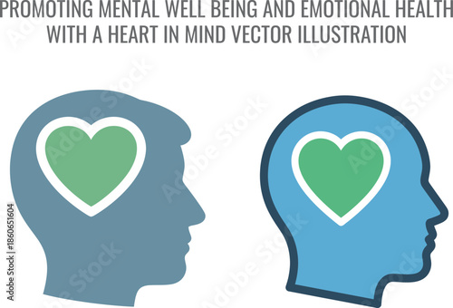 Promoting mental well being and emotional health with a heart in mind Vector  illustration