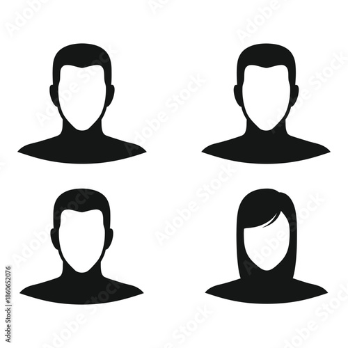 Simple black silhouette icons depicting four different human head shapes