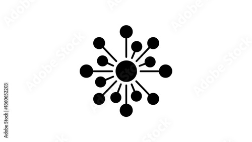 Vector illustration of an abstract floral background featuring black and white flowers with molecular DNA symbols and an artistic acid splash design