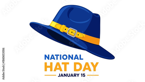 Celebrate National Hat Day with this Stylish Blue Fedora Illustration January 15th Festive Graphic national hat day