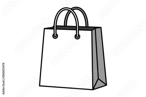 White paper shopping bag icon for retail and commercial use