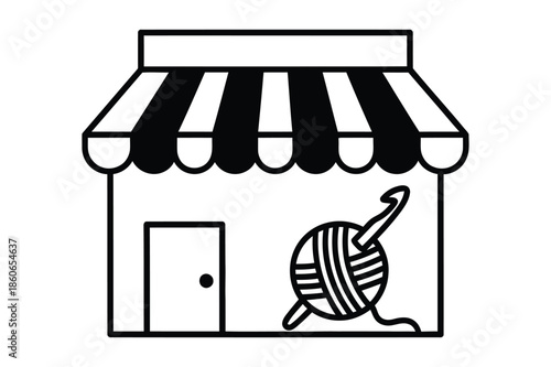 Crochet and Knitting Yarn Shop Boutique Storefront Illustration