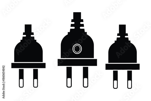 Set of Three Electrical Power Plug Silhouettes