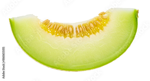 A slice of fresh green melon on a black background