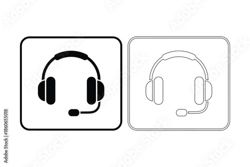 Customer Support Call Center Headset Icon Set