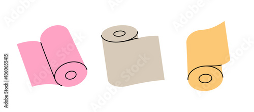 Soft toilet papers. Toilet papers, napkins, wipes and other hygiene products. Vector illustration