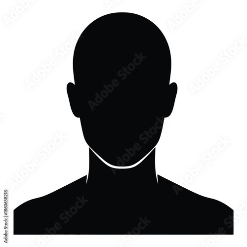 A simple black silhouette of a man s head and shoulders is shown