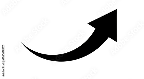 Black arrow curved upward isolated on transparent background isolated on transparent background