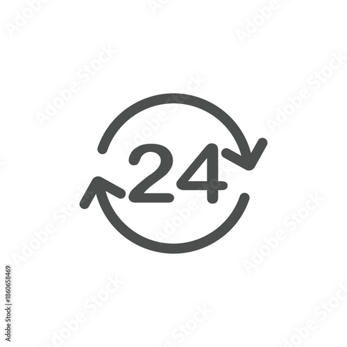 24 hours icon. 24 hours sign. Time clock icon vector illustration. Flat design.
