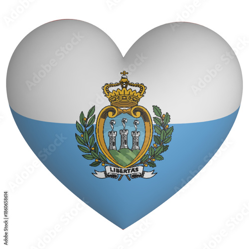 3d heart flag of San Marino icon vector illustration