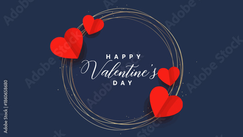 Happy Valentine's Day Red Hearts Celebration Romantic Love Greeting Card Design