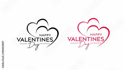 Charming Valentine's Day greeting design featuring elegant overlapping hearts and handwritten script typography, perfect for celebrating love and romance