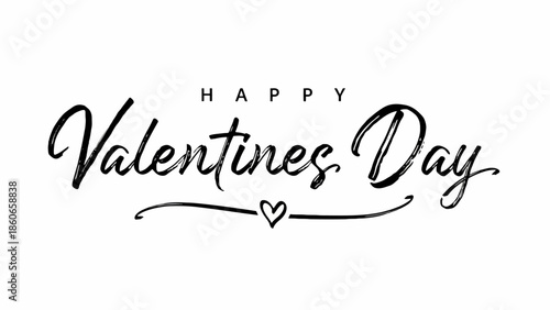 Elegant Happy Valentine's Day Greeting Script with Heart Motif, Perfect for Romantic Cards and Digital Celebrations