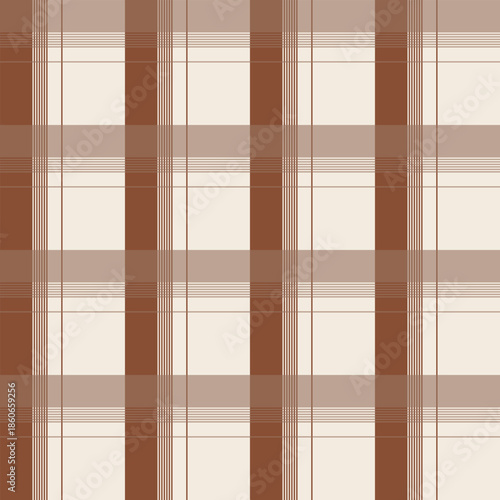Seamless pattern with classic checkered design in brown color. Checkered tartan plaid. Geometric background design for fabric and prints