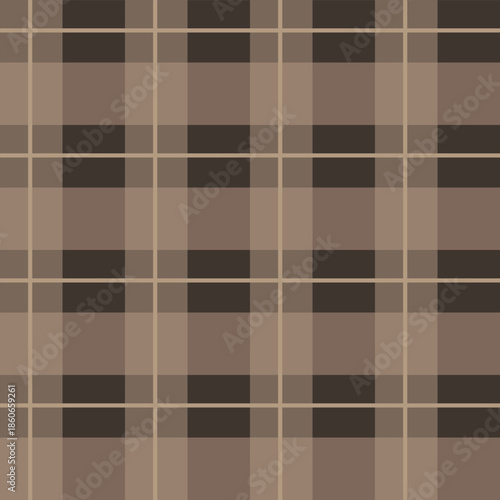 Seamless pattern with classic checkered design in brown color. Checkered tartan plaid. Geometric background design for fabric and prints