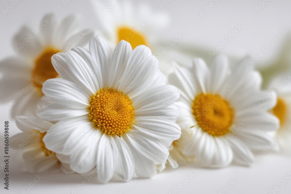 Obraz premium Minimalist studio photograph of isolated daisies with crisp petals