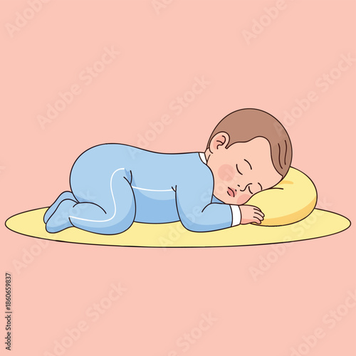 Adorable newborn baby sleeping peacefully on soft pillow