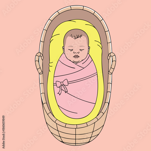 Adorable newborn baby sleeping peacefully on soft pillow