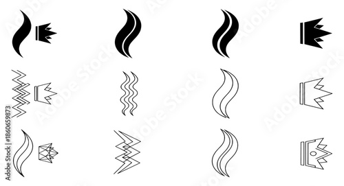 Collection of Various Abstract Black and White Line Art Illustrations