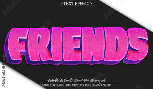 Friends Friendship Buddy Bond Social Fun Connection Text Effect Editable Alphabet