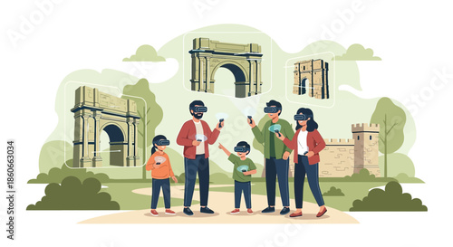 Family embarks on a virtual tour of ancient Roman monuments using augmented reality