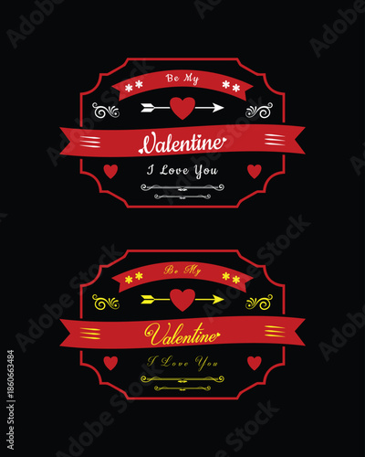 Valentine Day vector design set with romantic hearts and typography for holiday projects.