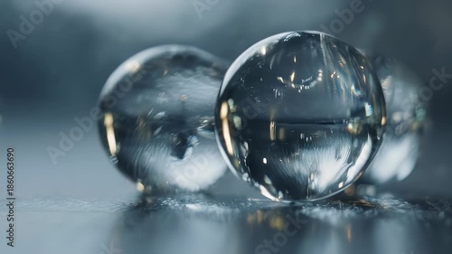 Wallpaper Mural Clear Glass Balls on Reflective Surface. Torontodigital.ca