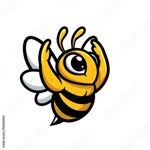 One-Eyed Bee Mascot Logo – Cute Cartoon Cyclops Bee Character vector Illustration.