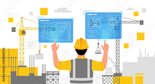 Futuristic construction management via interactive interface offering advanced visual project tools