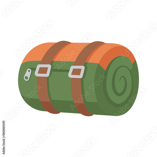 Rolled sleeping bag illustration.