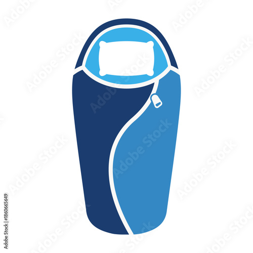 Blue sleeping bag illustration.