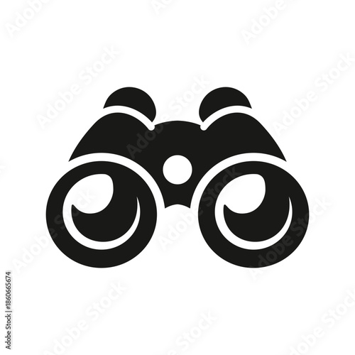 Binoculars icon. Optical device for observation and vision symbol. Zoom and magnification equipment illustration for search, scouting, and lookout concepts.