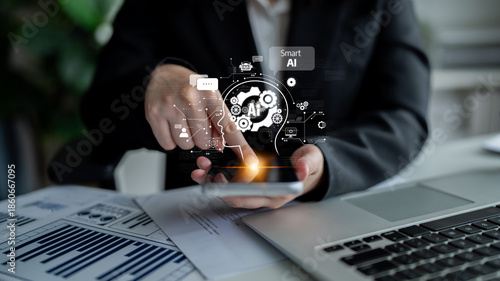 Εκτύπωση καμβά AI assistant with LLM, big data, machine learning, and generative AI powers prompt engineering and supports agentic AI for advanced business applications