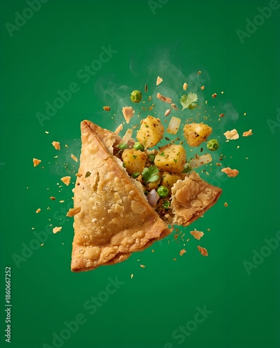 Exploding Vegetable Samosa With Flying Spicy Ingredients