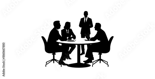 Executive Business Meeting Silhouette Corporate Leadership Conference Room