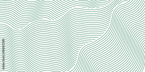 Green farm banner, organic abstract background with fields. Wavy green stripes, natural organic products. Ecological background. Striped green farmer pattern.