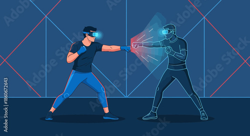 Immersive combat in virtual reality between two fighters using haptic feedback systems and motion