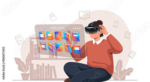 Immersive learning experience with virtual reality technology and digital library access