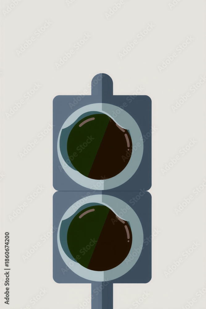 Obraz premium Flat Vector Traffic Light With Three Circles Minimal Design Solid Colors