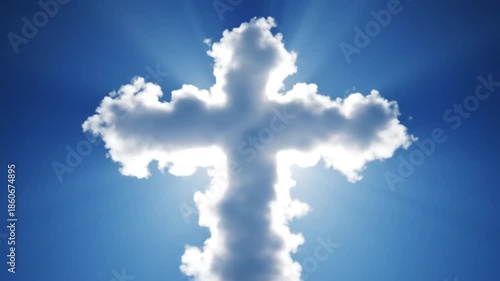 Cloud formation cross shape against blue sky