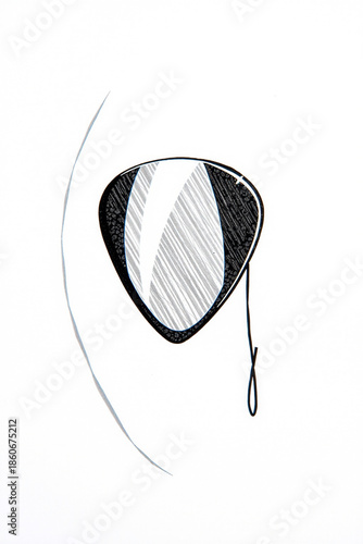 Minimal Drawing Of A Guitar Pick With Light Reflection Solid Color Fill And Clean Contour