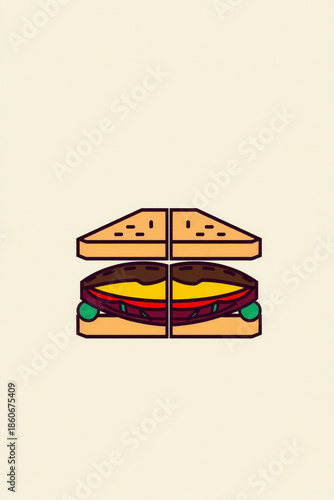 Minimal Flat Design Of A Sandwich Cut In Half Clean Geometric Shapes