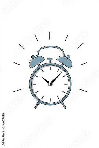 Minimal Flat Drawing Of An Alarm Clock Ringing Motion Lines For Effect
