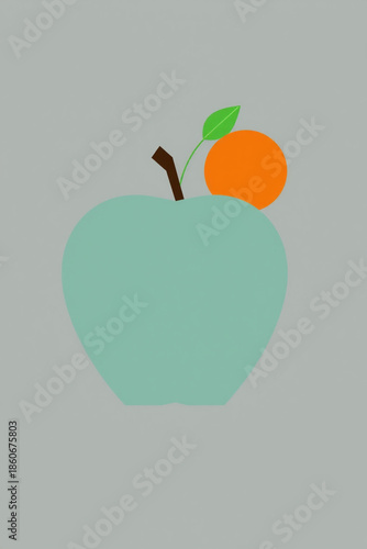 Minimal Geometric Illustration Of An Apple And Orange Flat D