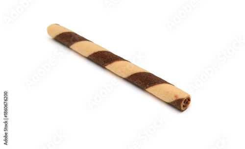 Wafer rolls with chocolate isolated on white background